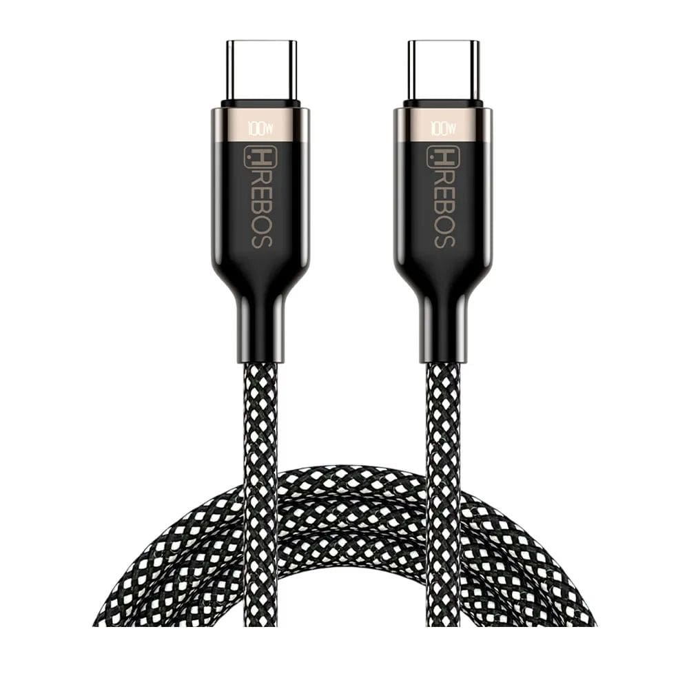 Cabo Hrebos Titanium Usb-c 100w Nylon 1m Preto Cb-366c Preto