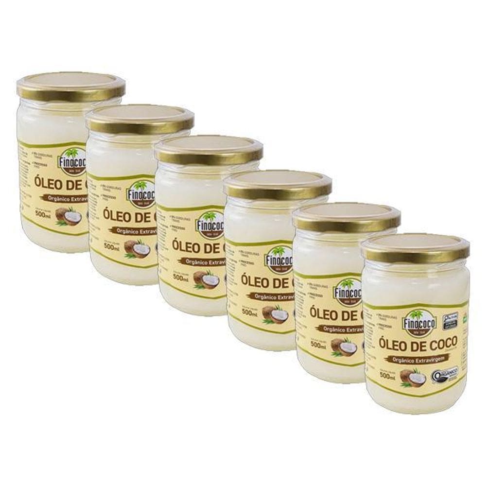 Kit 6X: Óleo De Coco Extra Virgem Orgânico Finococo 500Ml