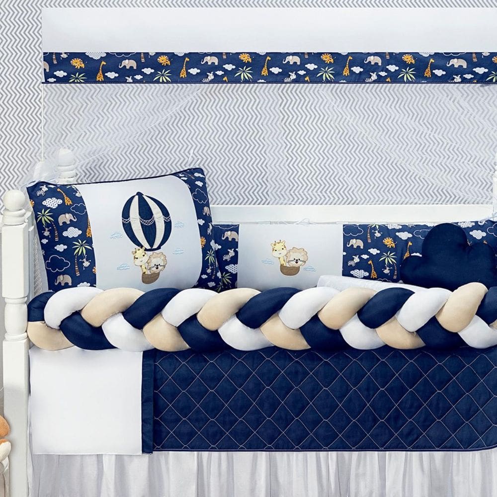 Kit Berço Safari Menino 11 Peças Estampado Bichinhos +