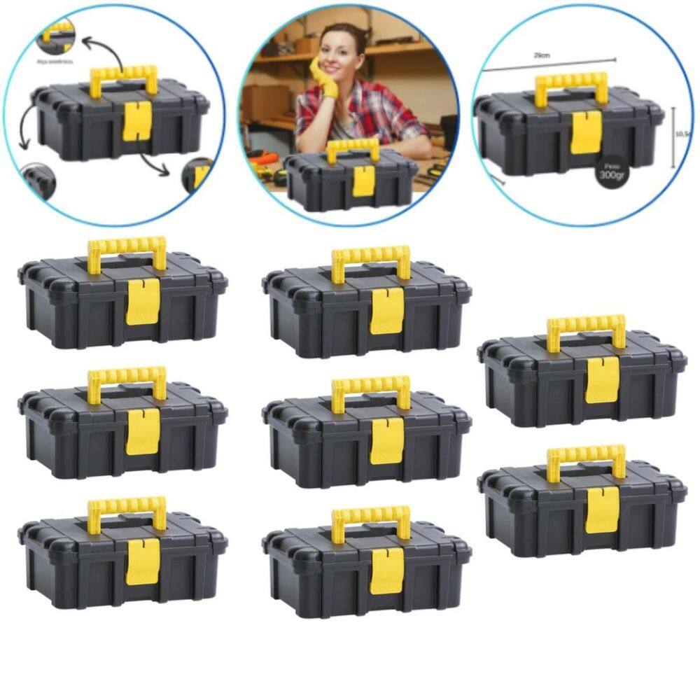Kit 8 Maleta Plástica Organizador Ferramentas Retangular
