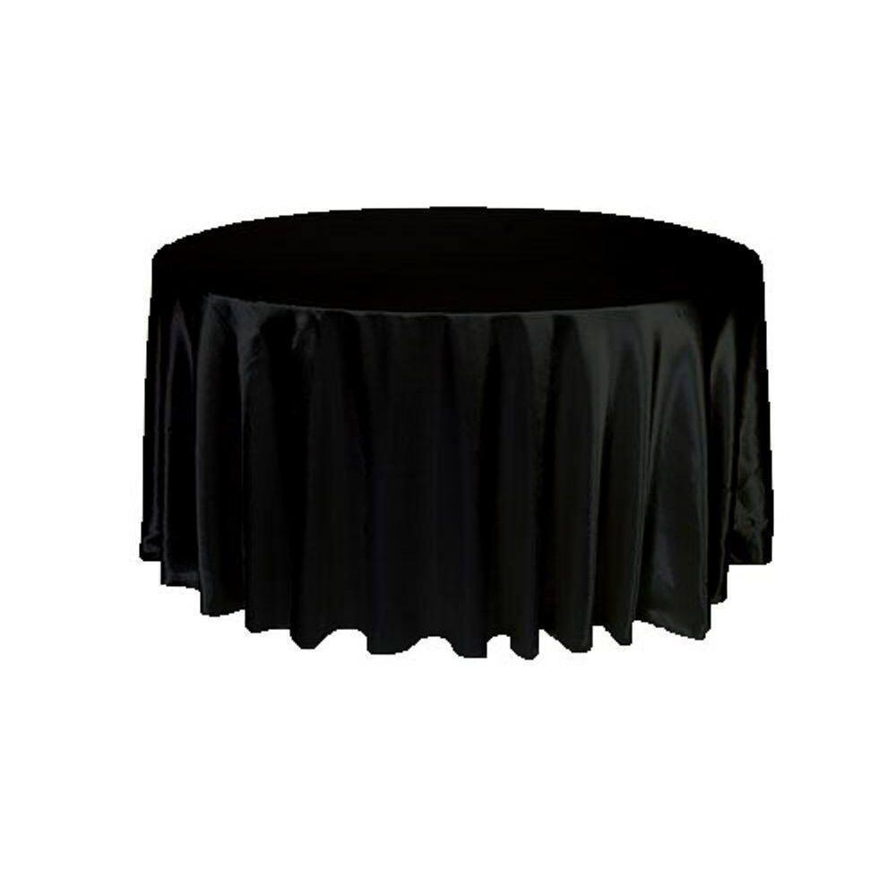 Kit 10 Toalha De Mesa Redonda Cetim Seda Preto 1,50M Festa