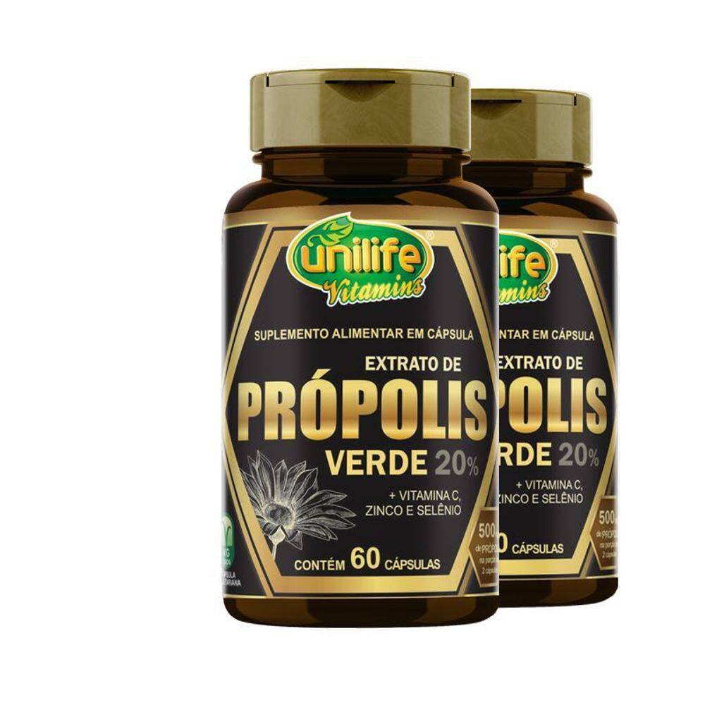 Kit2 Própolis Verde/Vitamina C/Zinco/Selênio Unilife 60 Caps