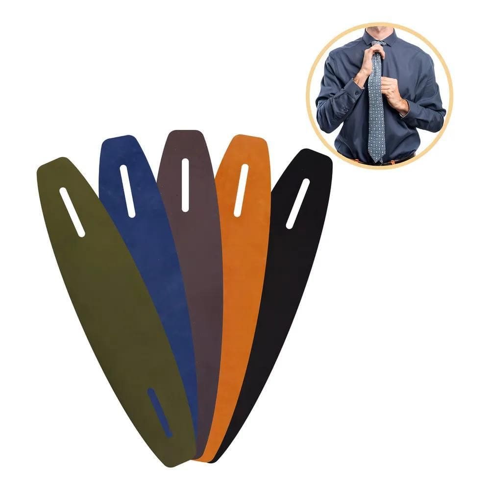 2X Mercado Couro Kit 5 Prendedor De Gravata Em Couro Legítim