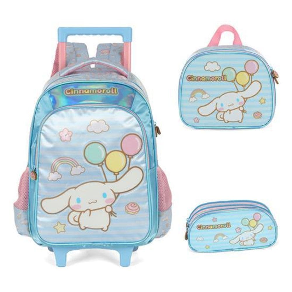 Kit Mochila Rodinhas Infantil My Melody E Kuromi Cinnamoroll