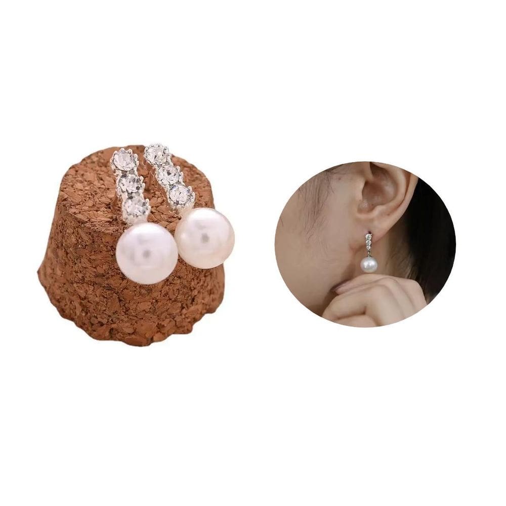 Brinco De Pérola Sintética E Stras Delicado Modelo Noiva