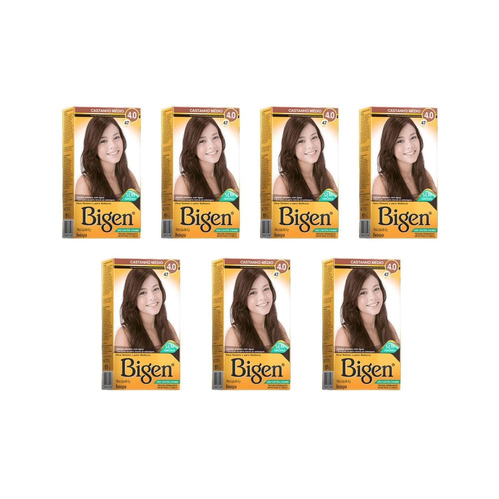 Coloraçao Bigen 47 Castanho Medio - Kit C/7Un