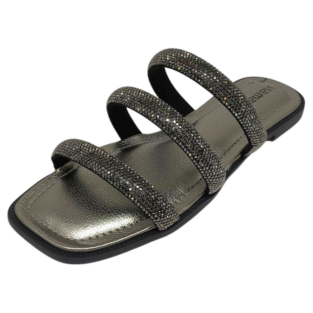 Chinelo Rasteira Feminino Conforto Tira Brilho Via Marte