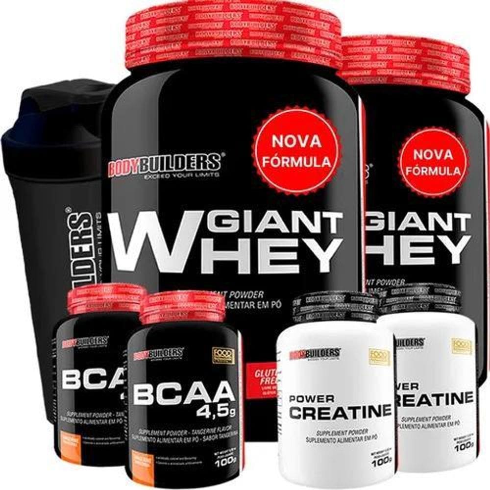 2X Kit 2X Whey Protein + 2X Bcaa + 2X Creatina + Coqueteleir