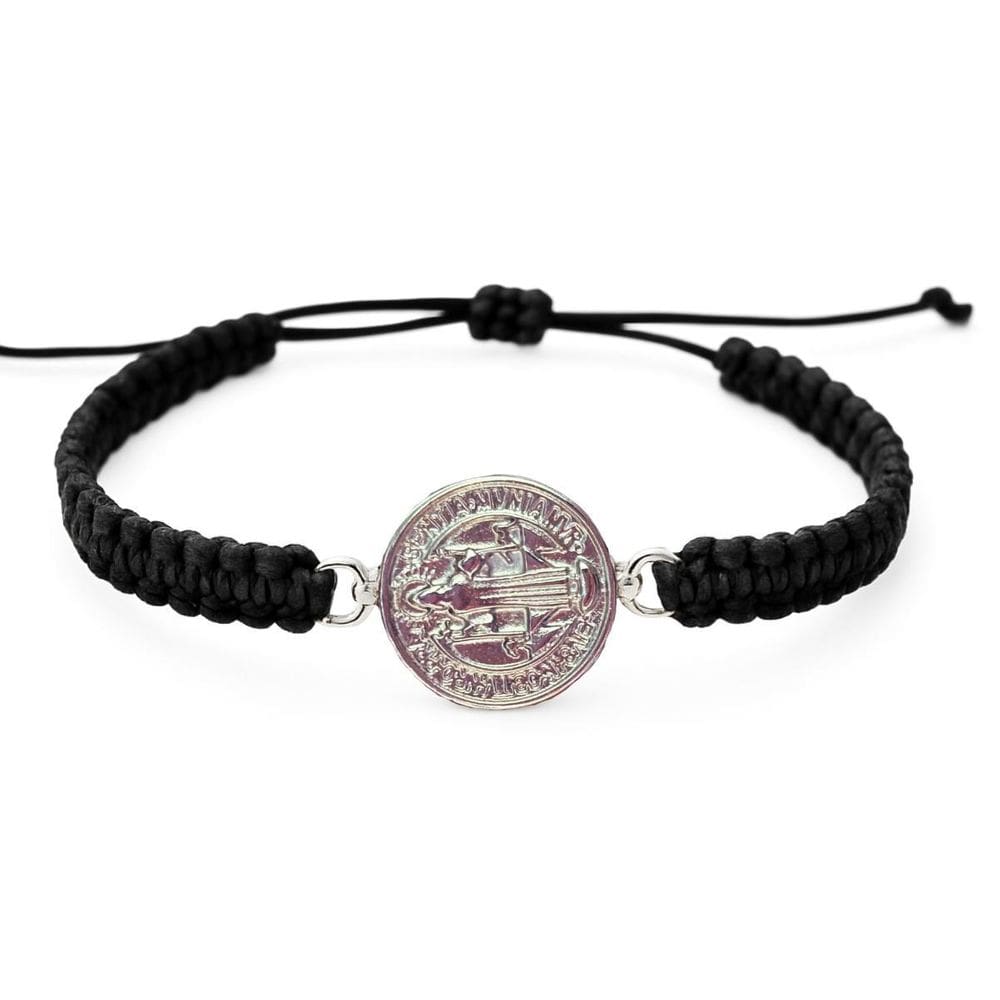 Pulseira Medalha São Bento Dupla Face 1,5 Cm Ajustável