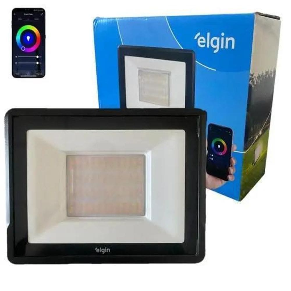 Projetor Refletor Led Smart Wifi Inteligente 50W Rgbw Elgin