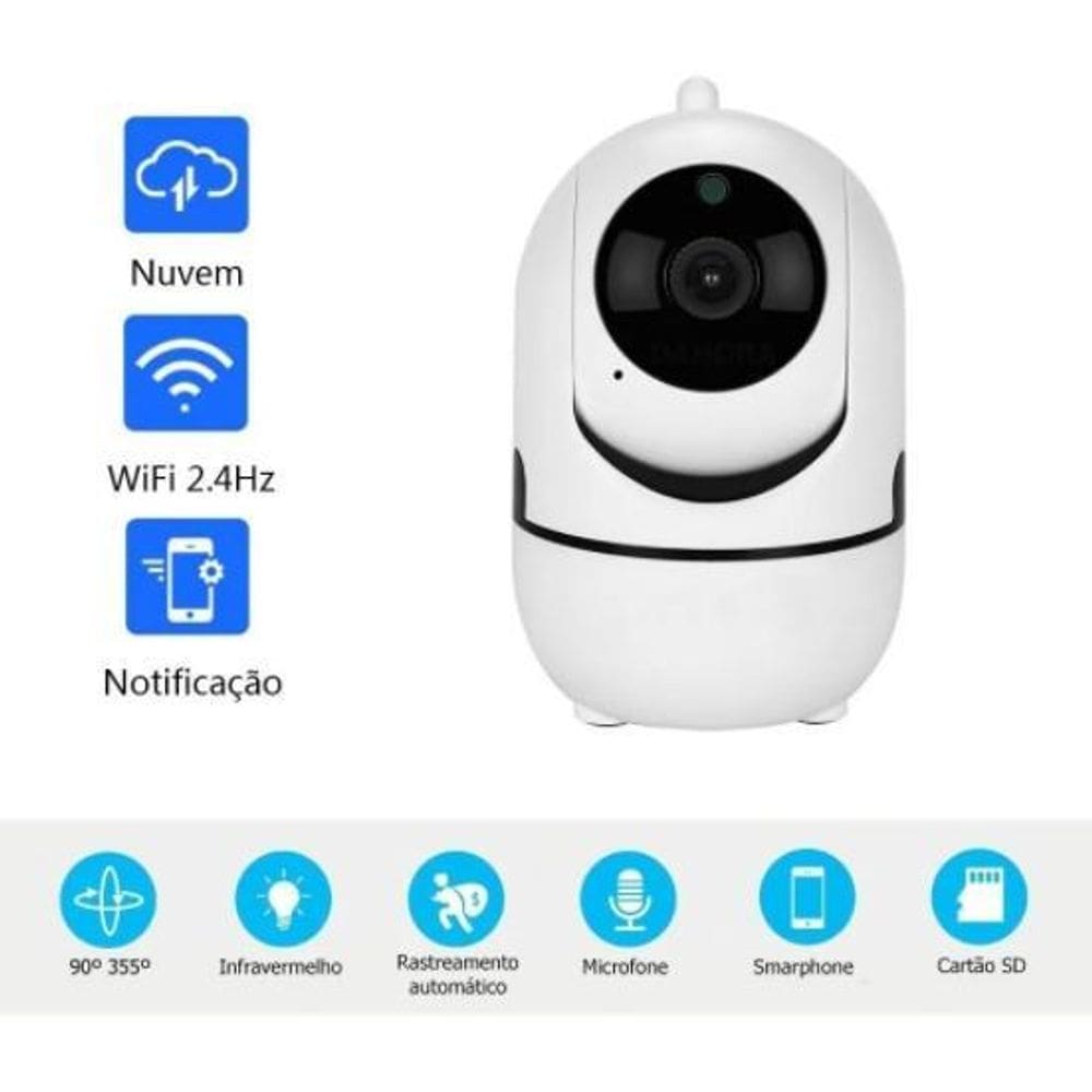 Vigilância Total: Câmera Babá Wifi Hd Branca
