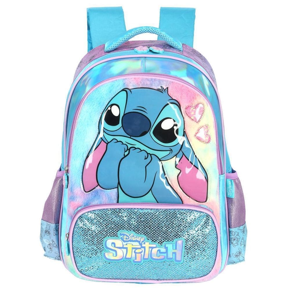 Mochila Costas Stitch Disney Kids Meninas Escolar Azul