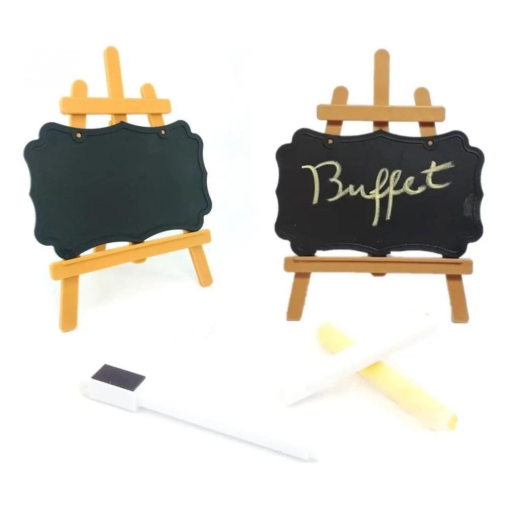 2X 10 Mini Lousa Giz Caneta Quadro Negro Cavalete Lembrancin