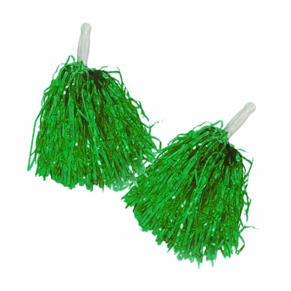 Pompom Líder De Torcida Metalizado Mini 2Und 30Cm Verde