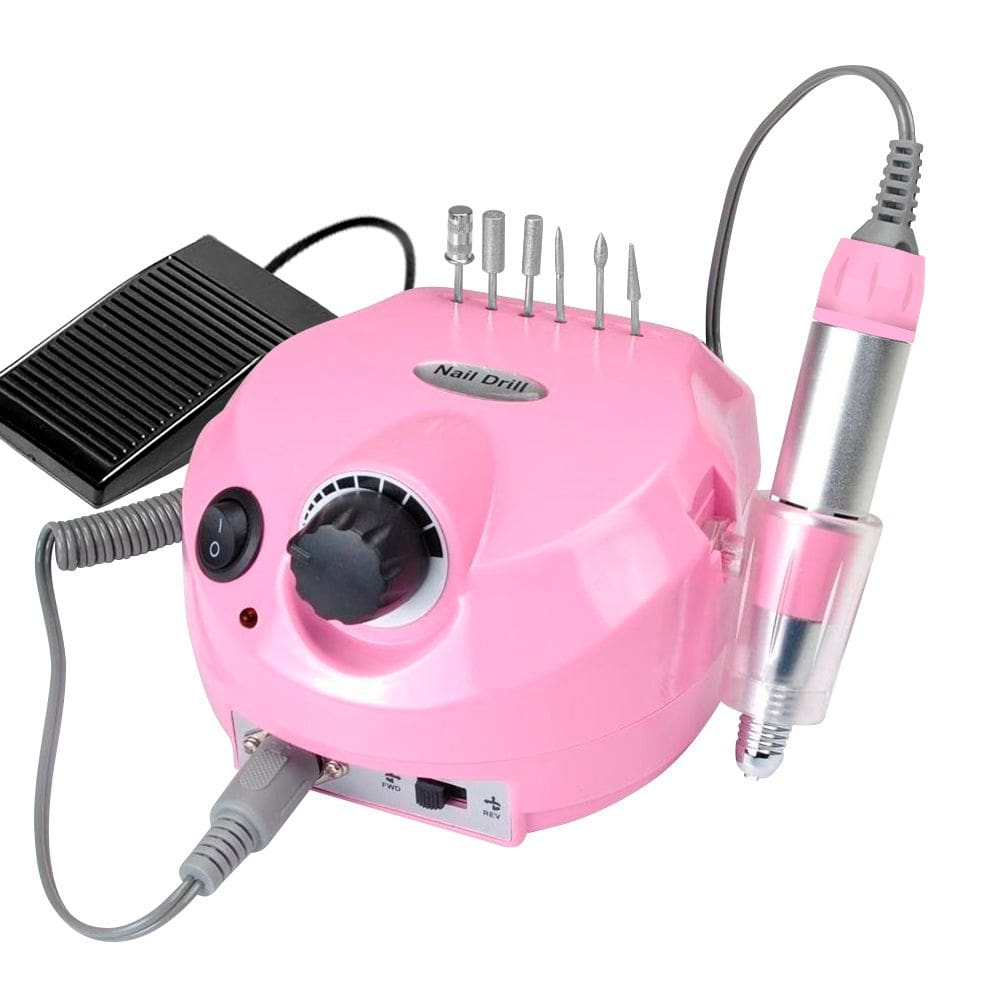 Motor Lixadeira Unha Nail Drill Pedal 25.000Rpm Bivolt Rosa