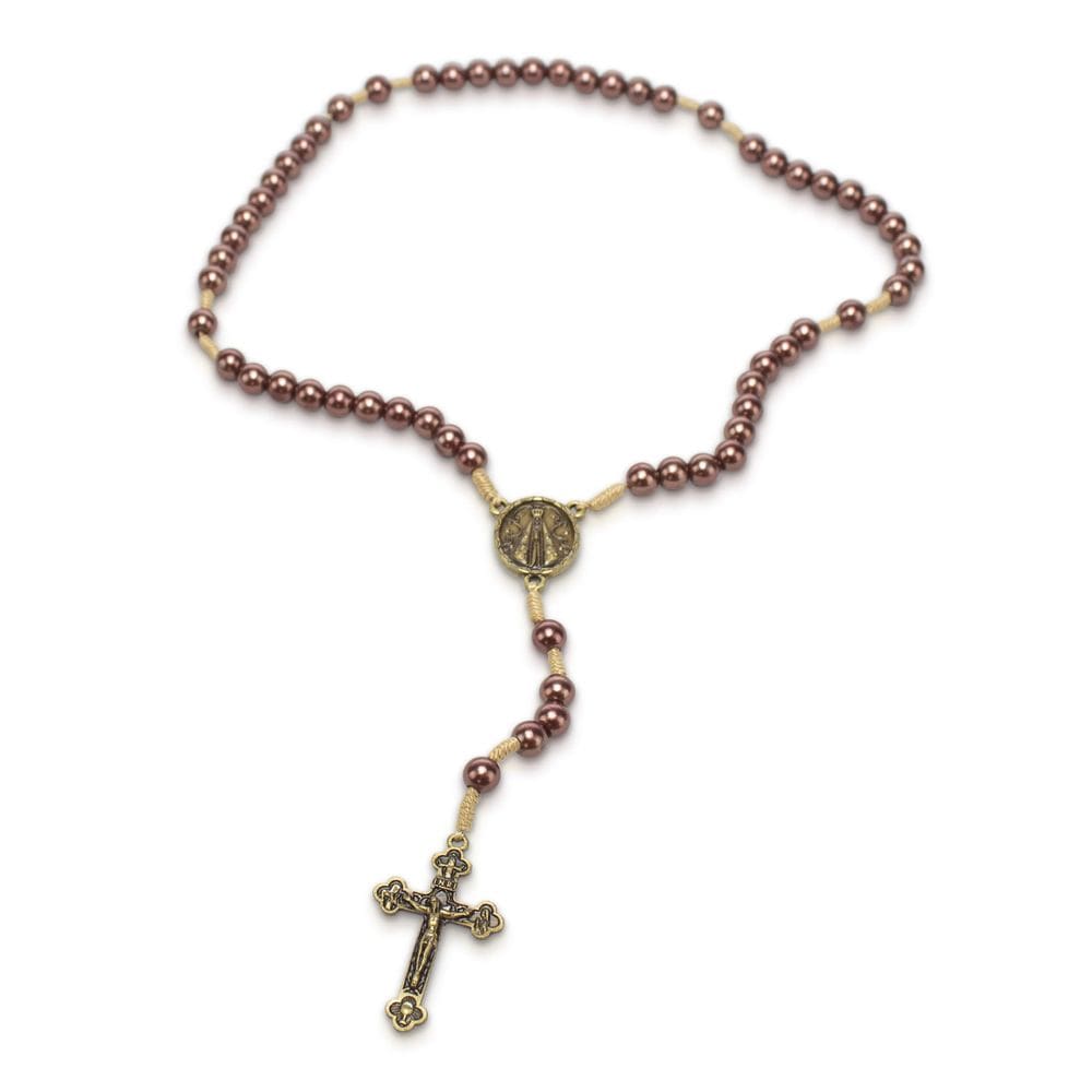 Terço Nossa Senhora Aparecida Marrom Perola 10Mm