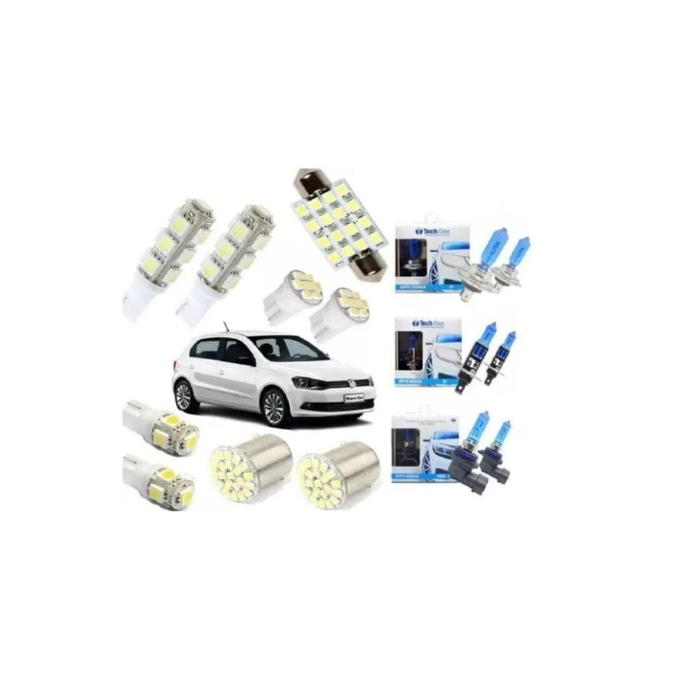 Kit Lâmpadas Led Super Brancas Gol Voyage G5 G6 Techone
