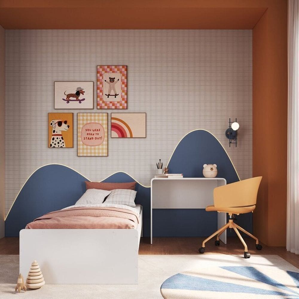 Cama Infantil Juvenil com Escrivaninha e Estante Branco