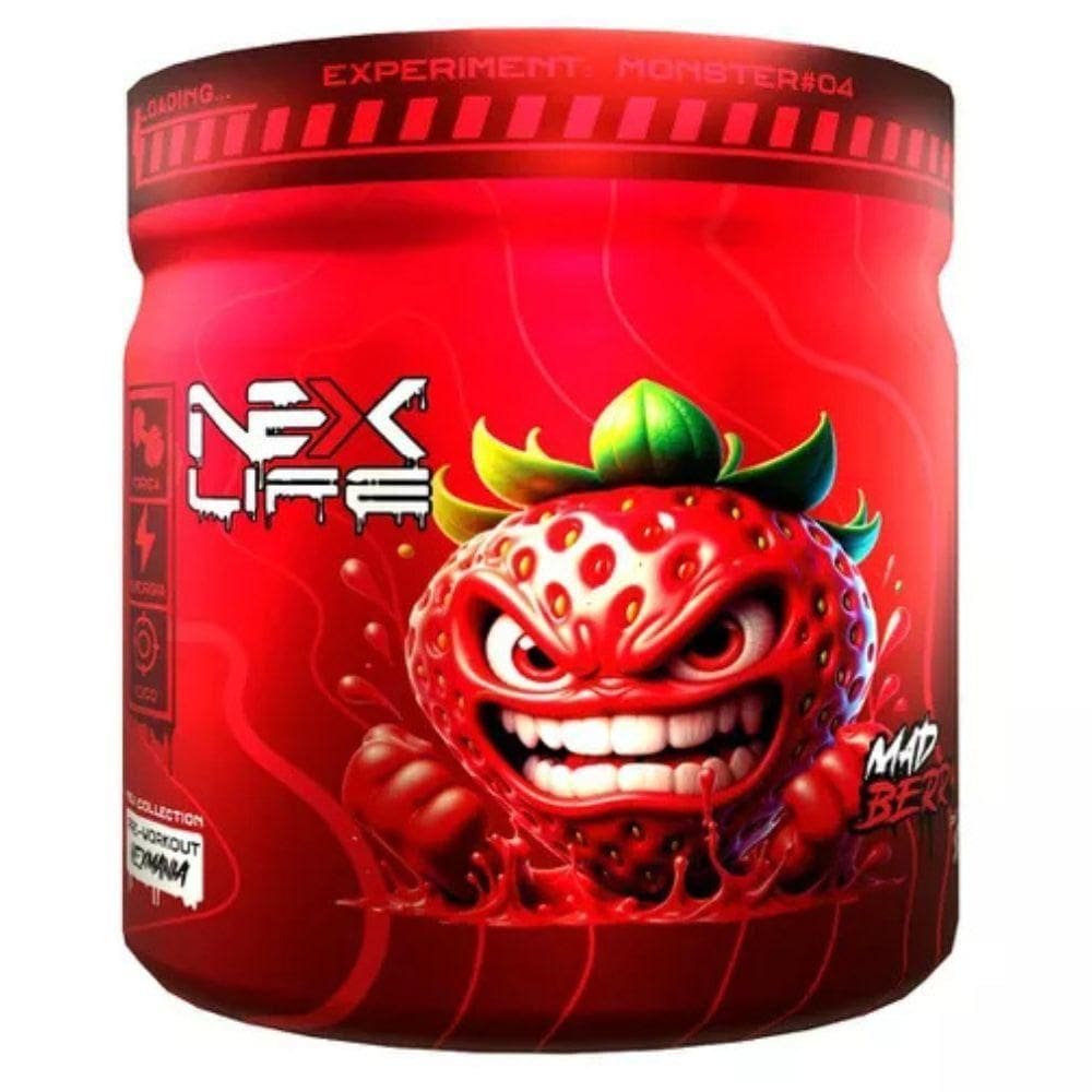 Pre Workout Beta Alanina Cafeina Morango 300G - Nex Life