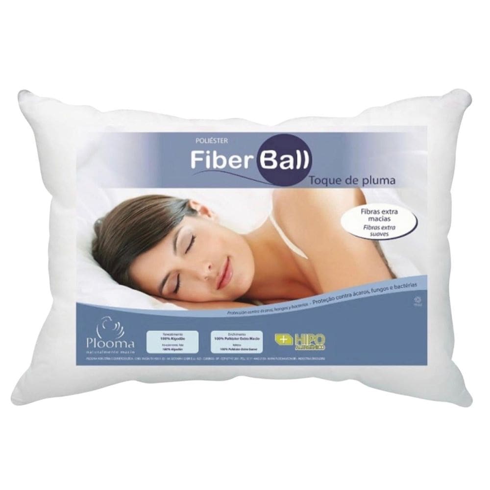 Travesseiro Plooma Toque De Pluma 100% Algodão Fiber Ball