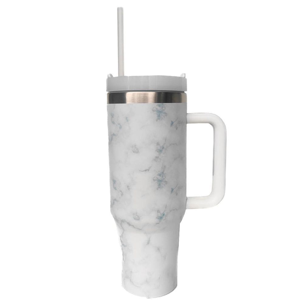 Copo Térmico Inox 1200Ml Com Tampa Canudo Quente Frio -Cinza