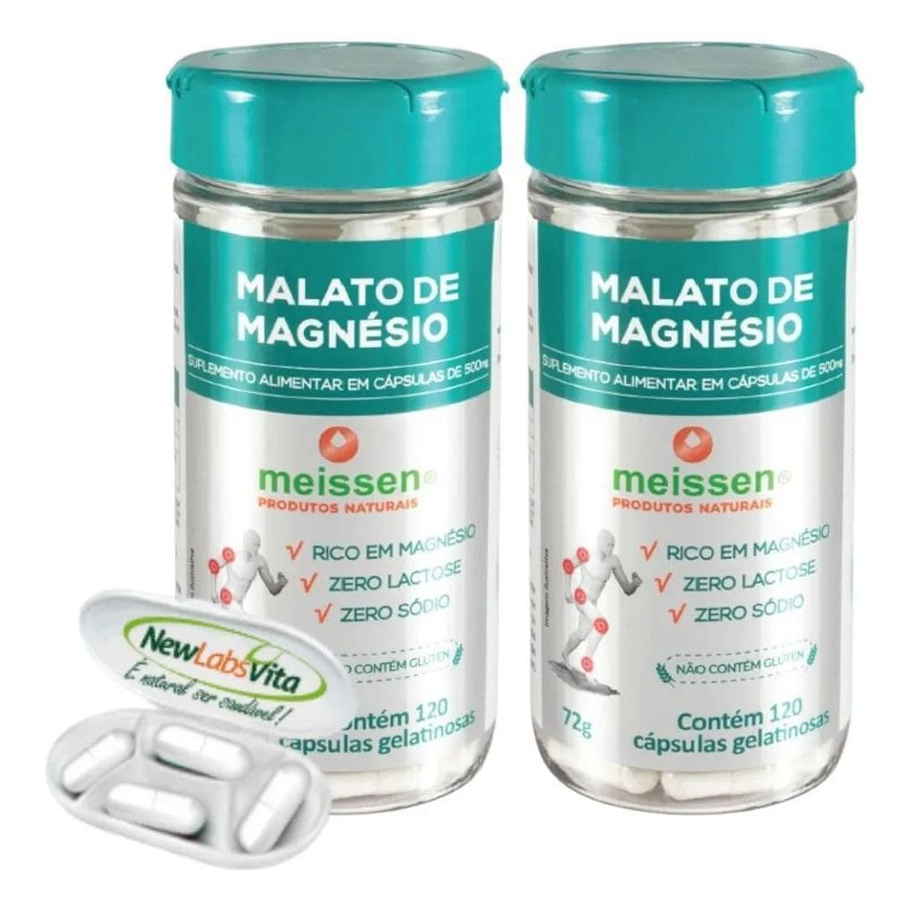 2X Kit 2 Malato De Magnésio 120 Cáps   Dimalato   - Meissen