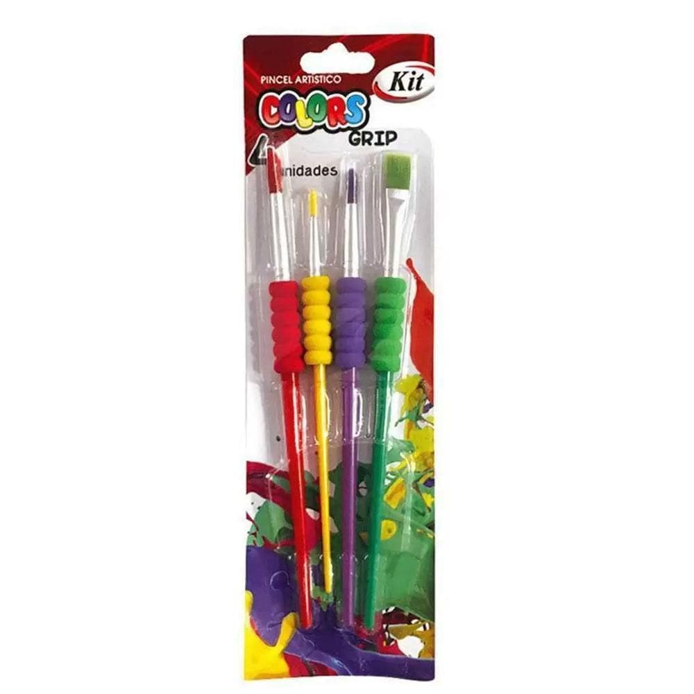 Pincel Artístico Colors Grip 4 Unidades Kit