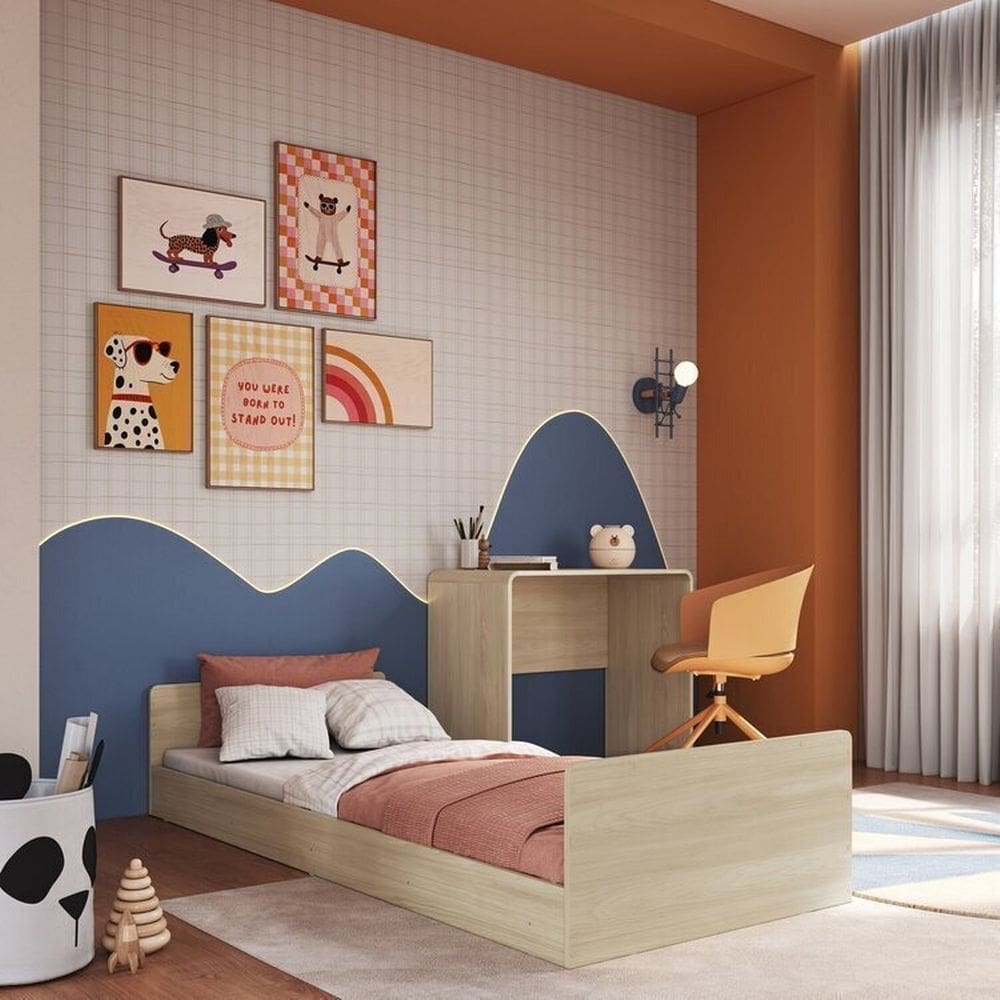 Cama Infantil Juvenil com Escrivaninha e Estante Carvalho Araguaia