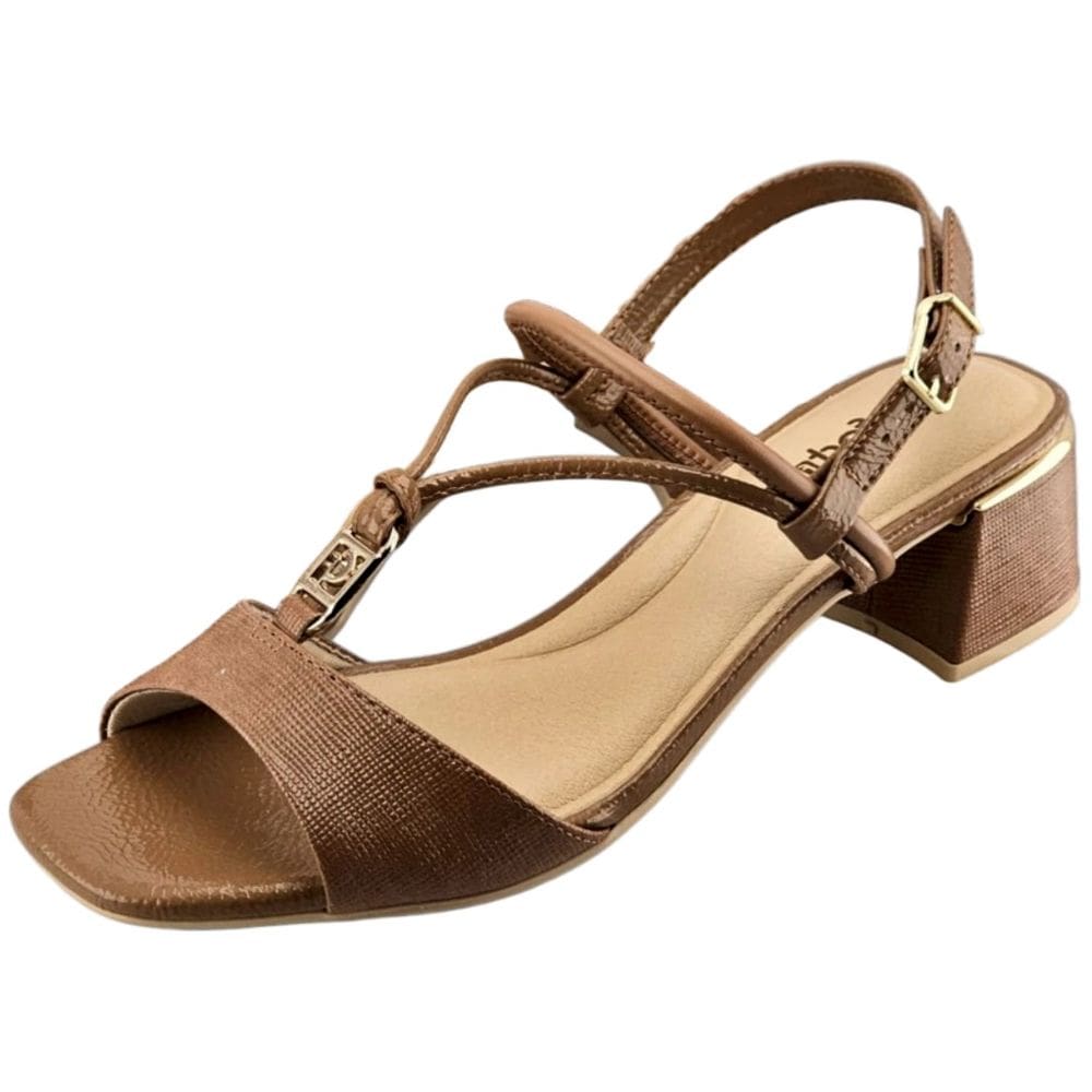 Sandália Feminina Salto Bloco Detalhe Metalizado Comfortflex