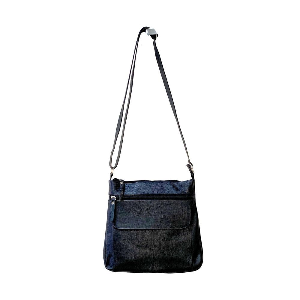 Bolsa Couro Atual Bolsos Preta Transversal 1495 - Preto