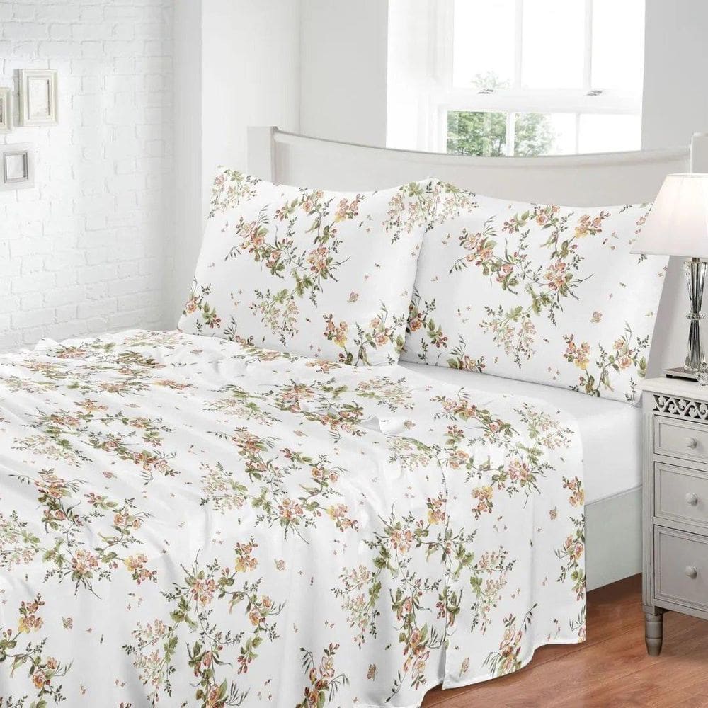 Jogo De Cama 3 Peças 300 Fios Toque De Seda King Floral