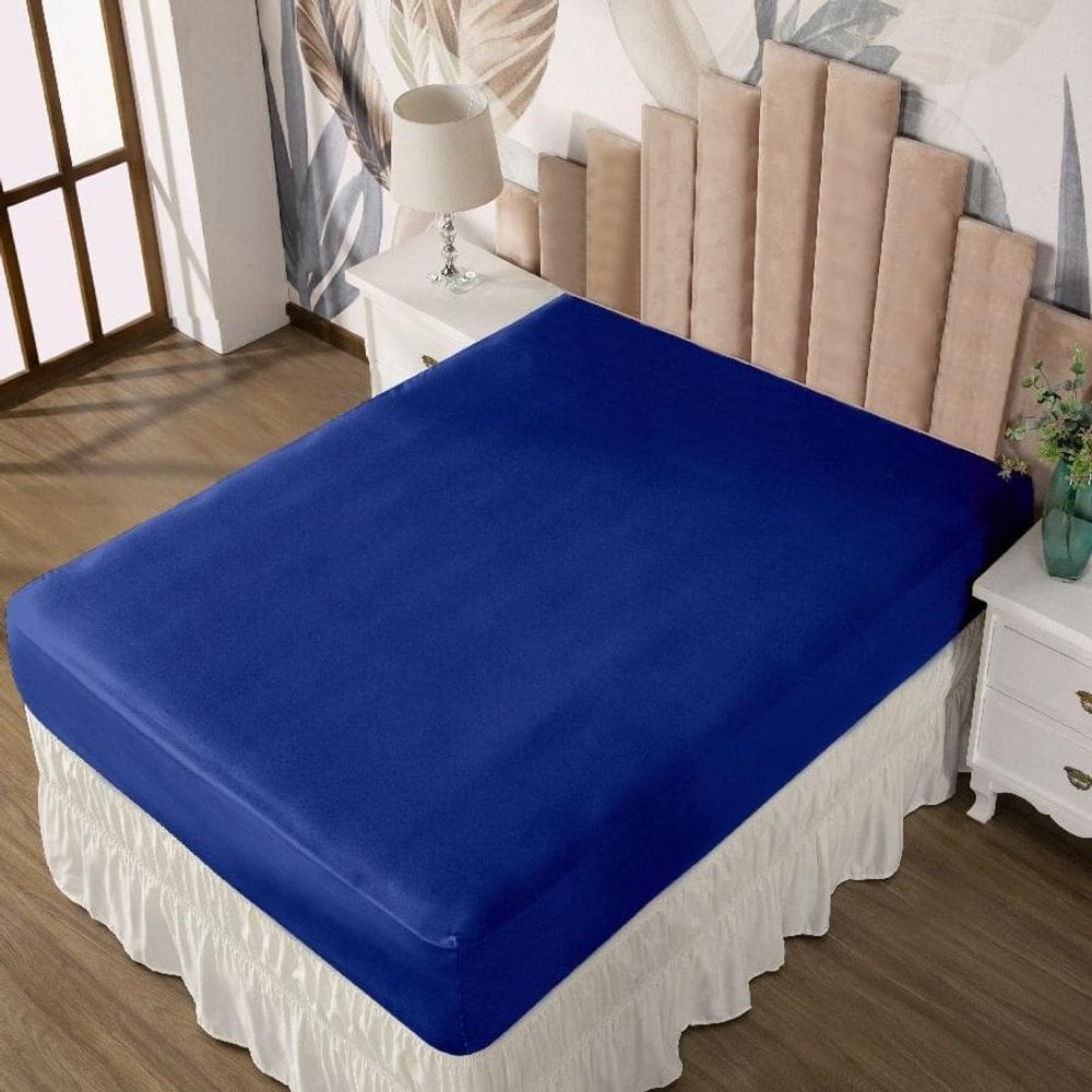 Lençol Casal Com Elástico Prático Malha Lisa 1 Peça