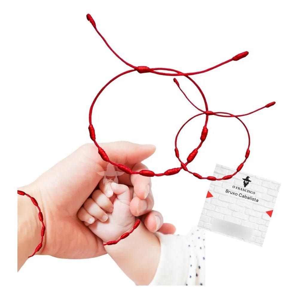 2X Pulseira Vermelha Infantil Recém Nascido + Mamãe