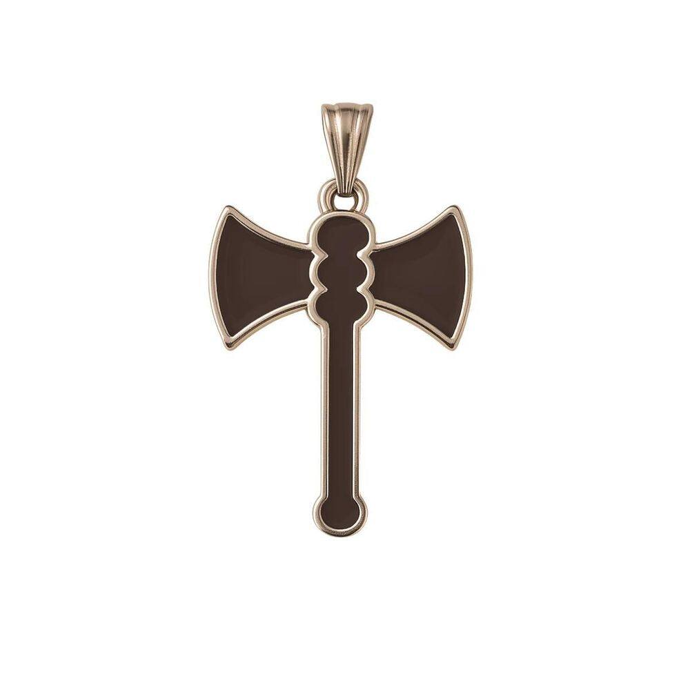 Pingente Machado Xangô Marrom Escuro 3,5 Cm Metal Niquelado