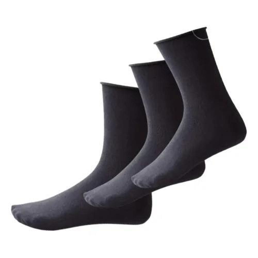 2X Kit Com 3 Pares Meias Em Algodão Sem Punho Diabéticos Ido