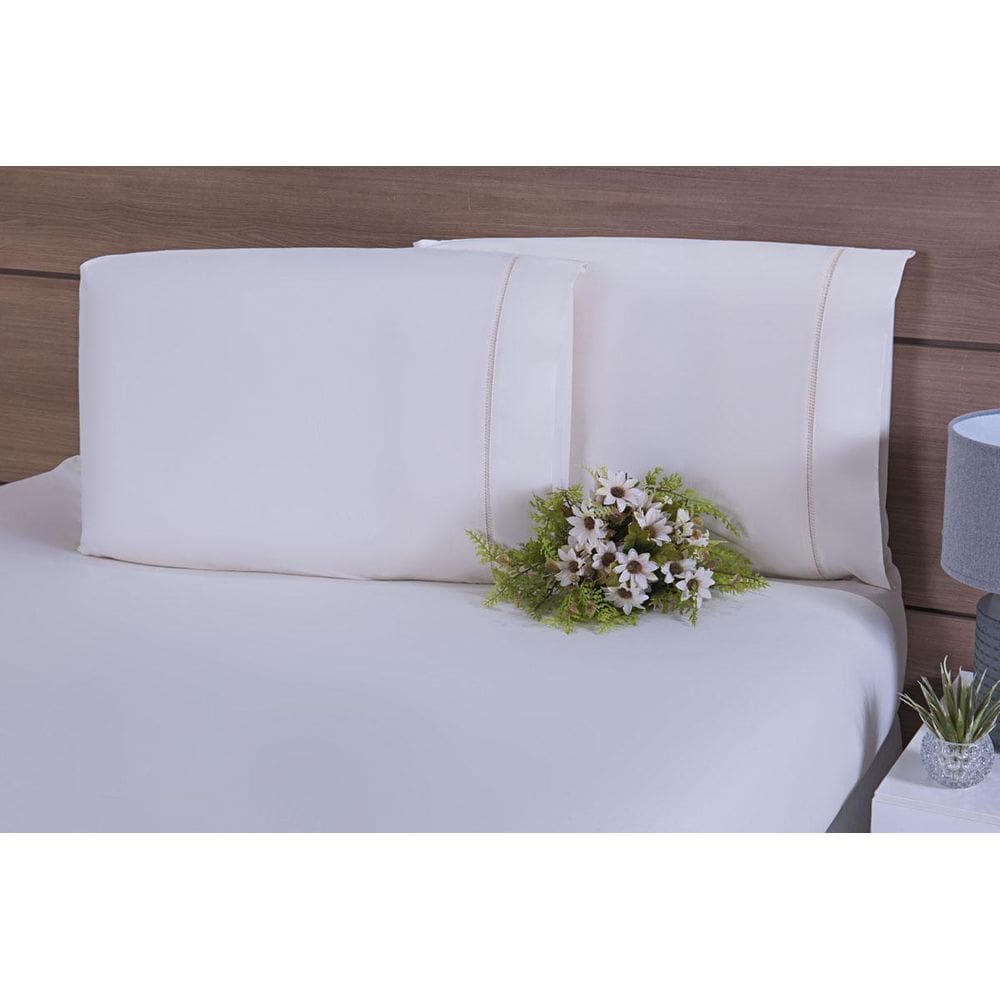 2 Fronhas King 90X50 100% Algodão 200Fios Ponto Palito Palha