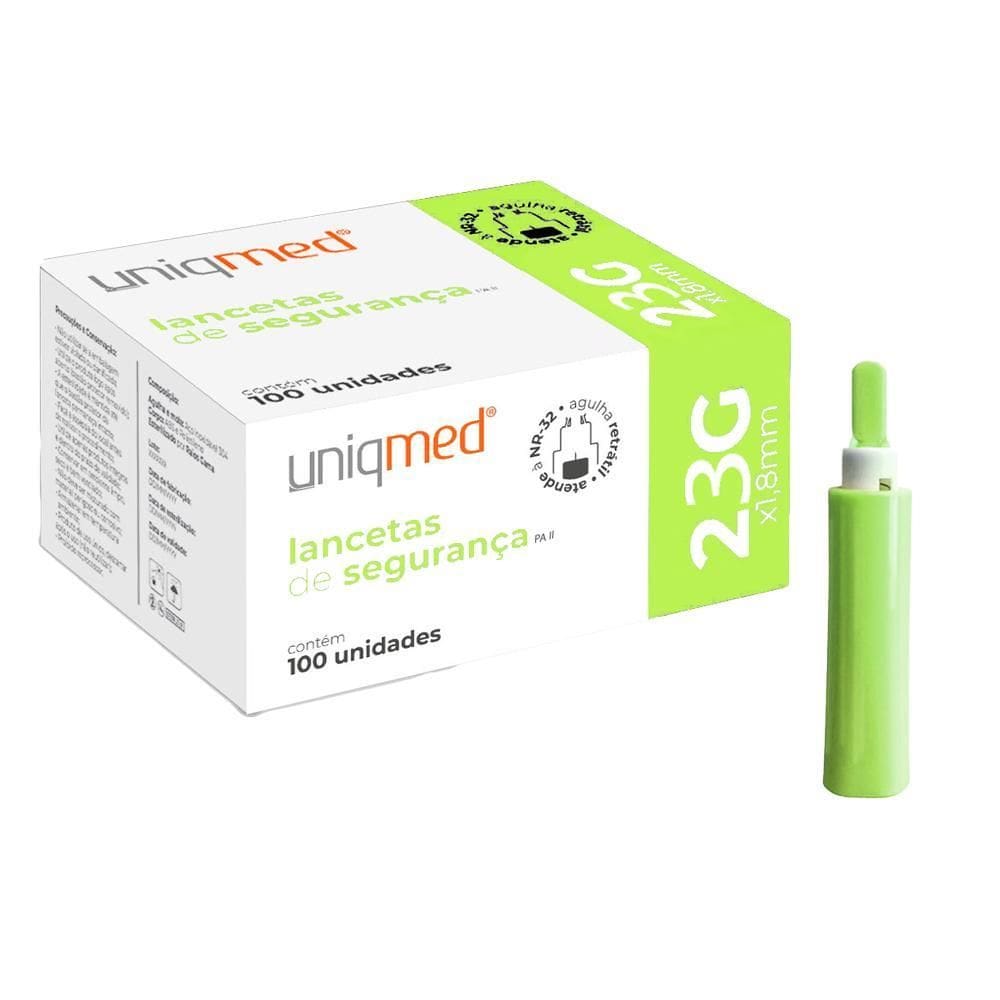 Lancetas De Segurança 1,8Mm X 23G Paii Kit 300Un Uniqmed
