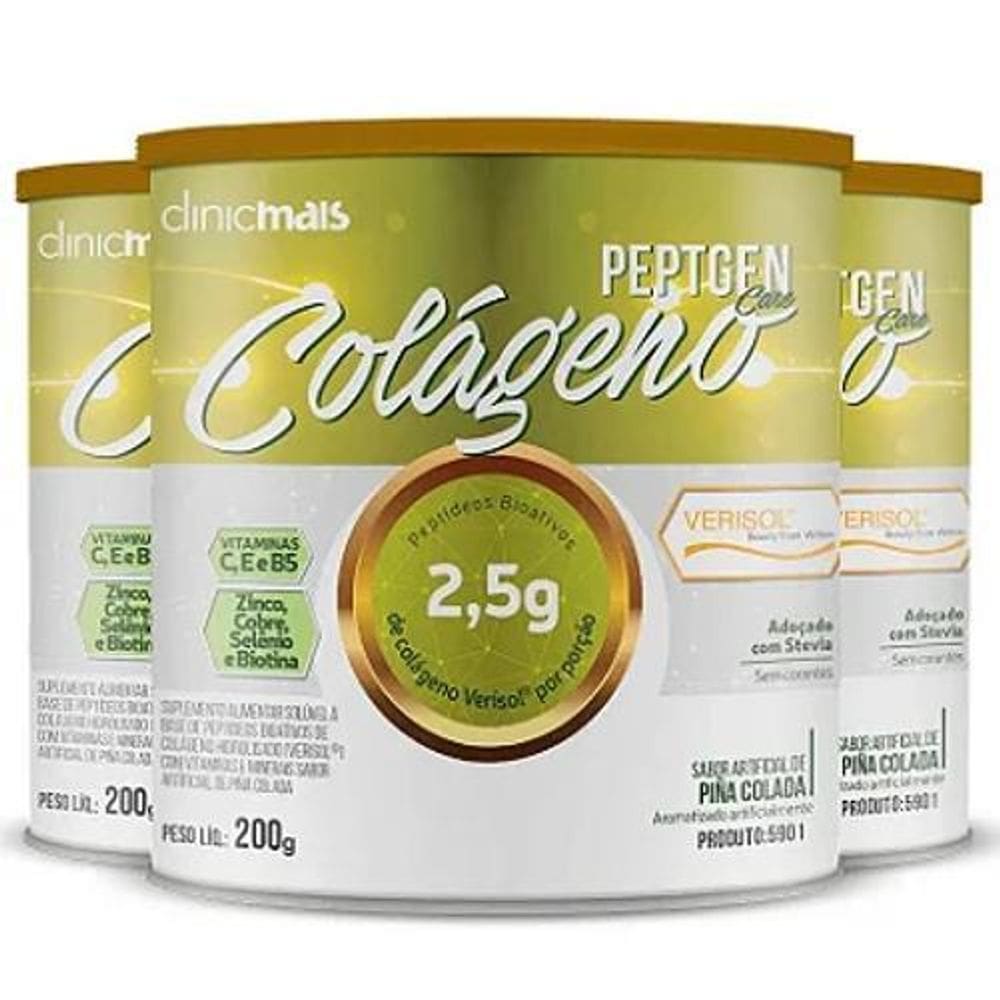 Kit 3 Colágeno Verisol Clinicmais 200G Pia Colada