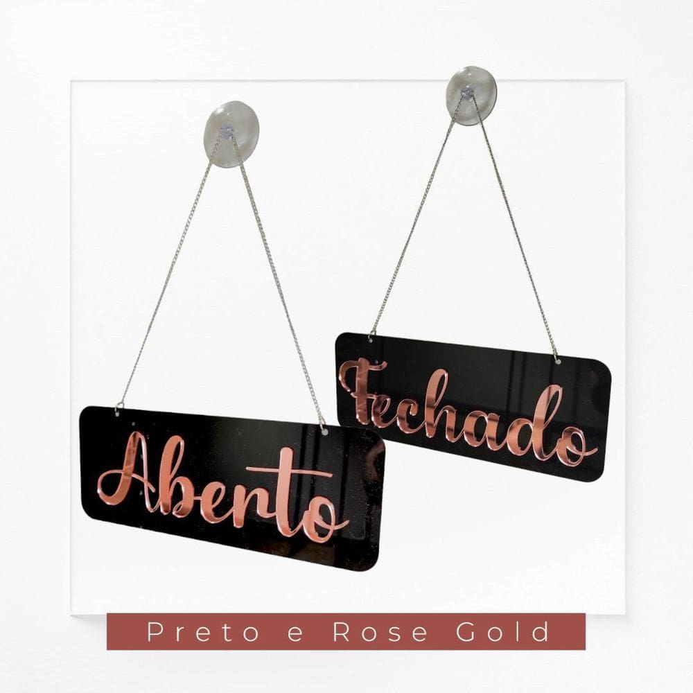 Placa De Sinalização Aberto Fechado Preto E Rose