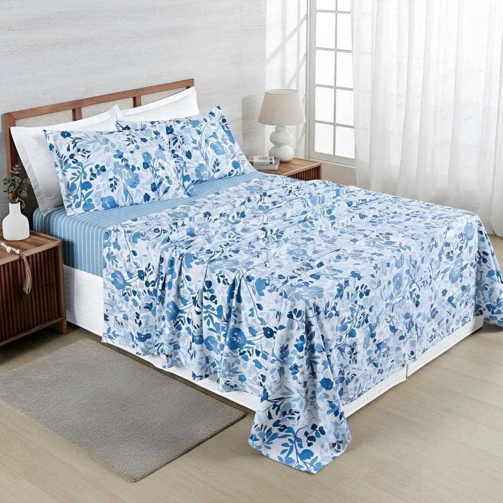 Conjunto Casal Queen Size Jasmine Algodão Toque Super Macio
