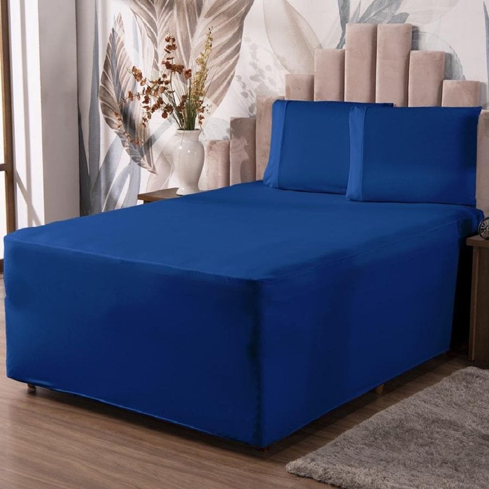 Jogo De Lençol Luva King Conjugada Colchão E Box Malha 3P