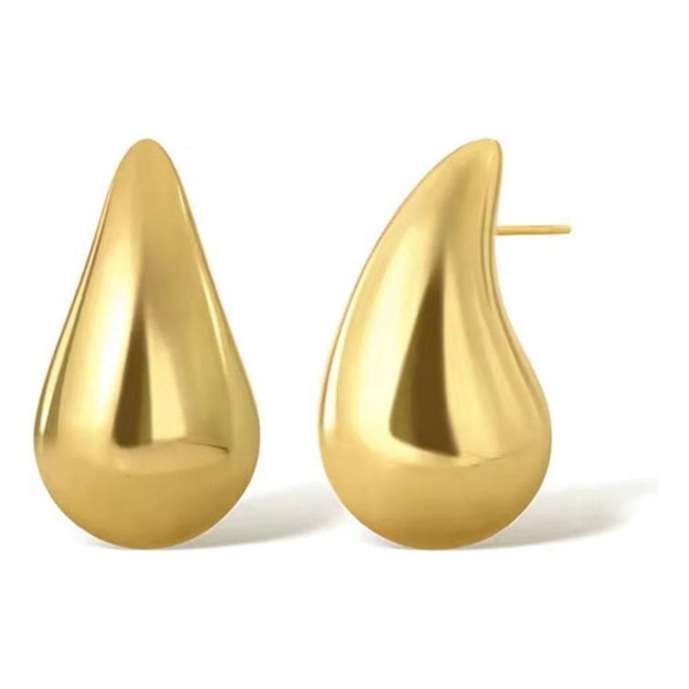 Brinco Grande Gota Gorda Lagrima Virgula Roliço Moda Folhead