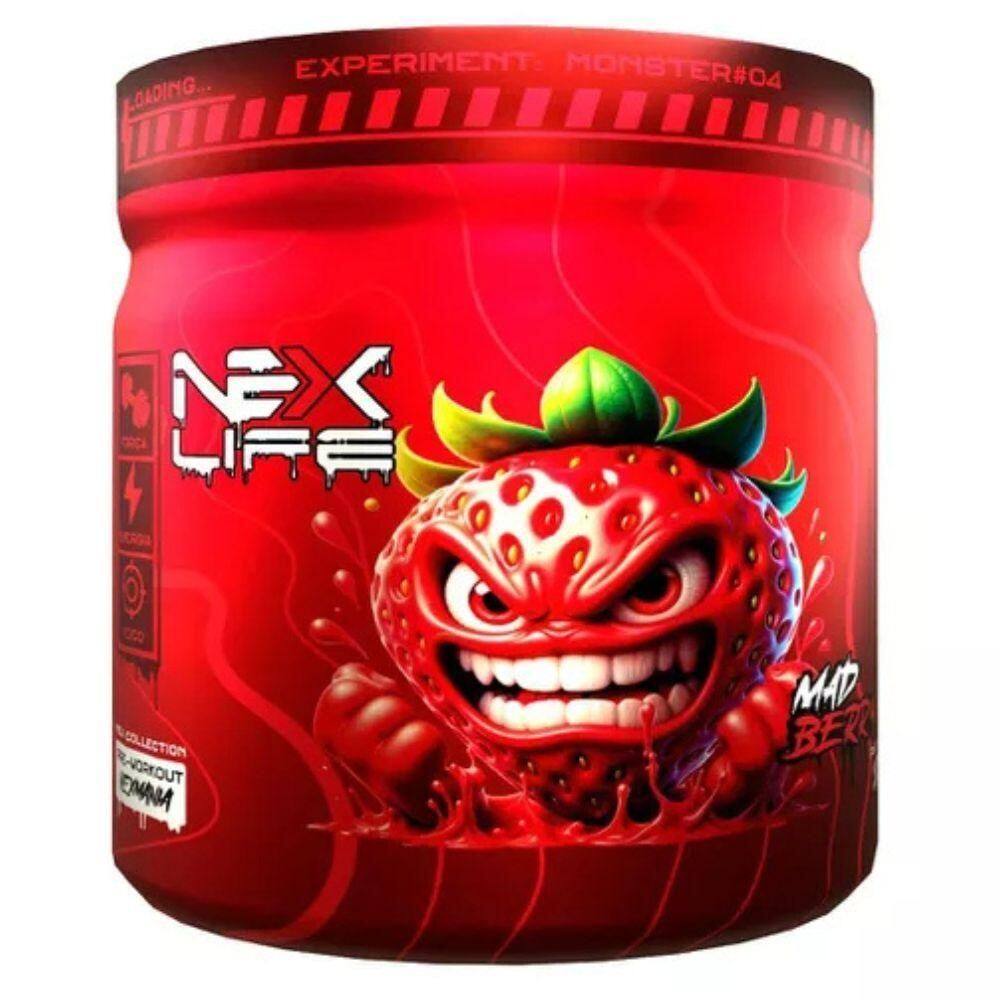 Pre Workout Beta Alanina Cafeina Morango 300G - Nex Life