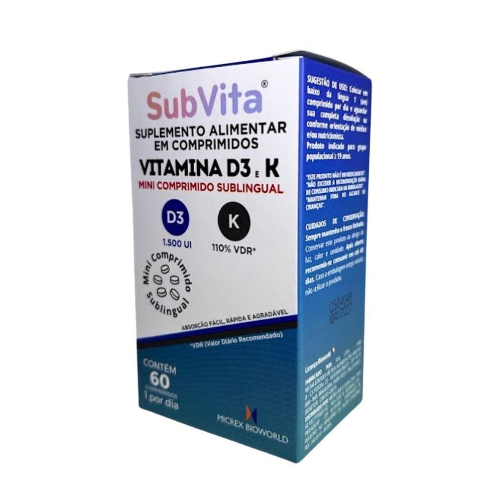 Subvita Vitamina D3 E K - 60 Mini Comprimidos