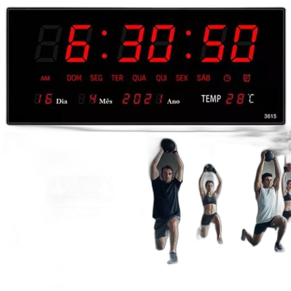 Relógio Digital Led Preto Calendário Yoga