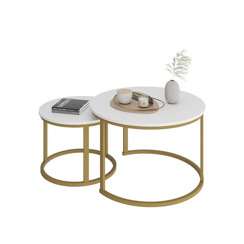 Jogo De Mesa De Centro Redonda Sala Perola Goldluxo 58Cm