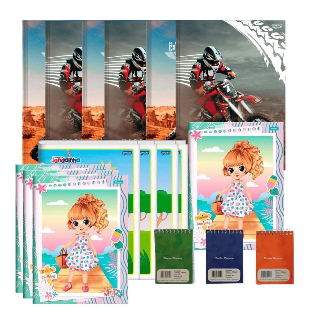 Lote 25 Cadernos Variados Escolar Caderno Desenhos Anotações