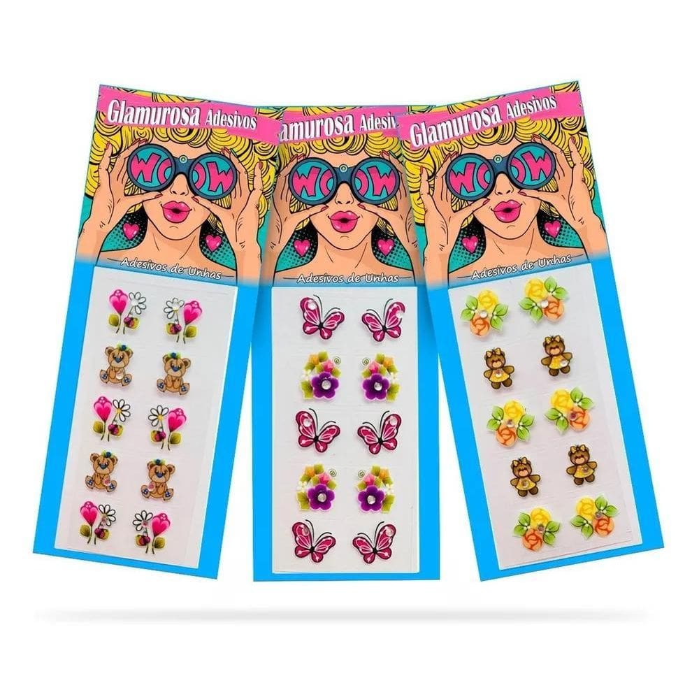 2X 500 Adesivos De Unha Glamurosa Adesivos 50 Cartelas