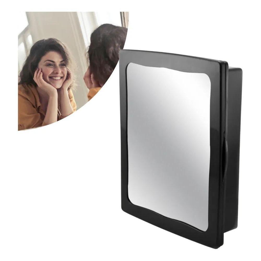 2X Armário Banheiro Com Espelho Plástico Forte Preto Armarin