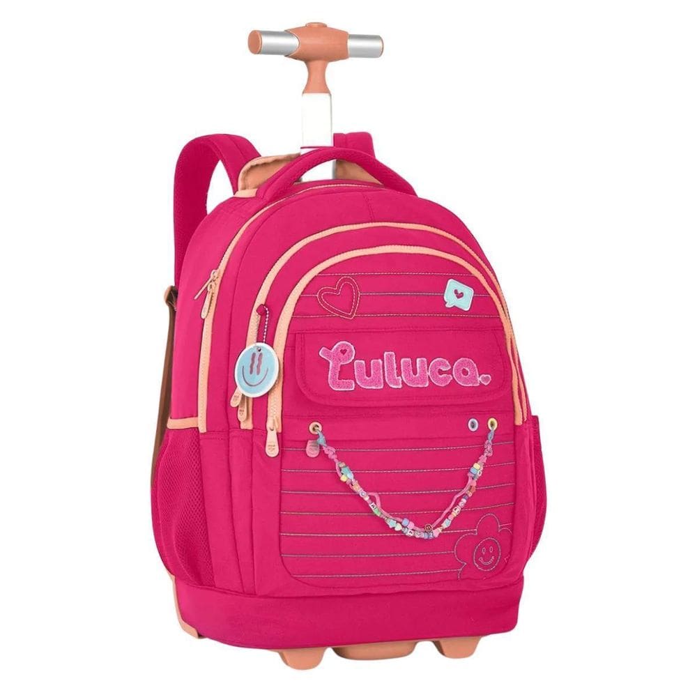 Mochila De Rodas Luluca Juvenil Meninas Pandinha - Rosa